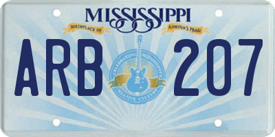 MS license plate ARB207
