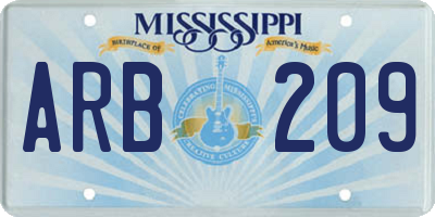 MS license plate ARB209