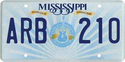 MS license plate ARB210
