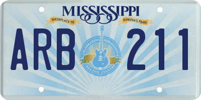 MS license plate ARB211