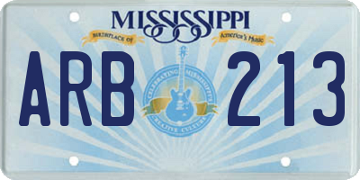 MS license plate ARB213