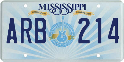 MS license plate ARB214