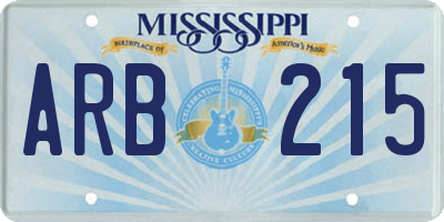 MS license plate ARB215