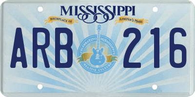 MS license plate ARB216