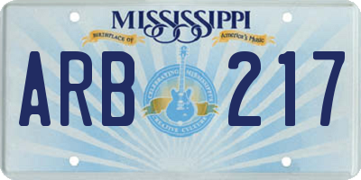 MS license plate ARB217