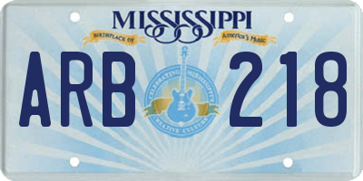MS license plate ARB218