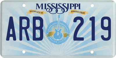 MS license plate ARB219
