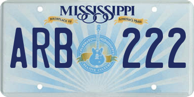 MS license plate ARB222