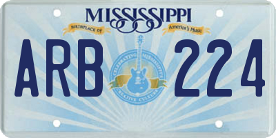 MS license plate ARB224