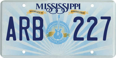 MS license plate ARB227