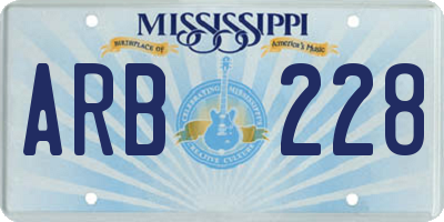 MS license plate ARB228