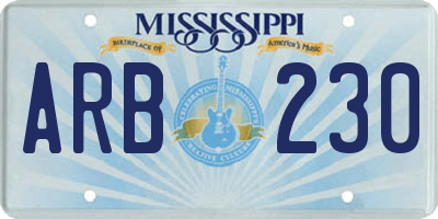 MS license plate ARB230