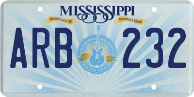 MS license plate ARB232