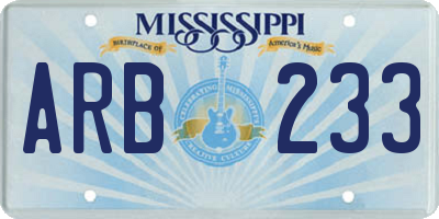 MS license plate ARB233