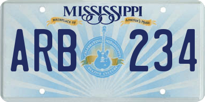 MS license plate ARB234