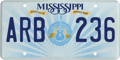 MS license plate ARB236