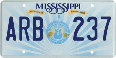 MS license plate ARB237