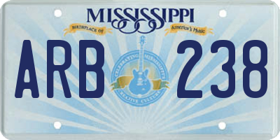 MS license plate ARB238