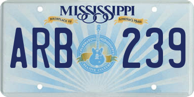 MS license plate ARB239