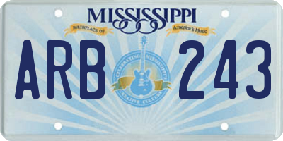 MS license plate ARB243