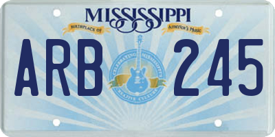 MS license plate ARB245