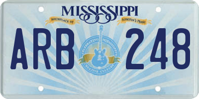 MS license plate ARB248