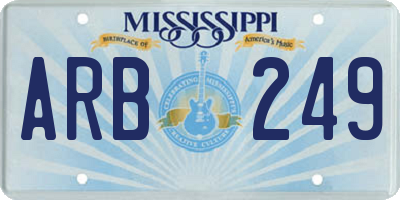 MS license plate ARB249
