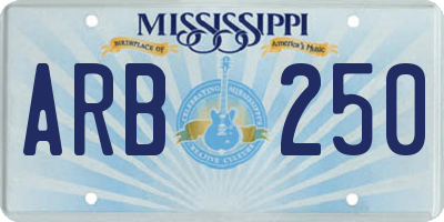 MS license plate ARB250