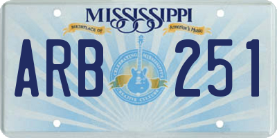 MS license plate ARB251