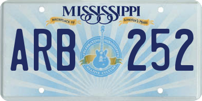 MS license plate ARB252