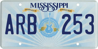 MS license plate ARB253