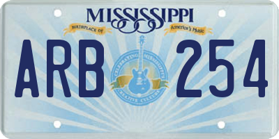 MS license plate ARB254