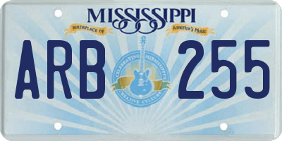MS license plate ARB255