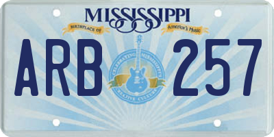 MS license plate ARB257