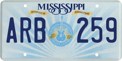 MS license plate ARB259