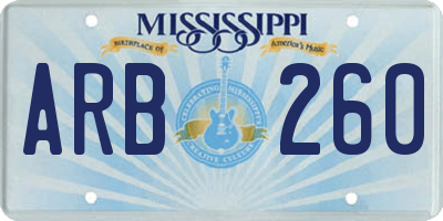MS license plate ARB260