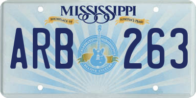 MS license plate ARB263