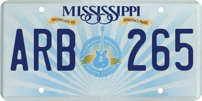 MS license plate ARB265
