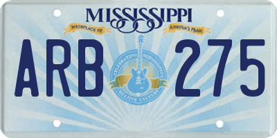 MS license plate ARB275