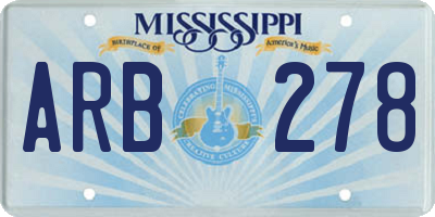 MS license plate ARB278