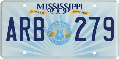 MS license plate ARB279
