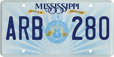 MS license plate ARB280