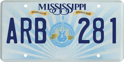 MS license plate ARB281