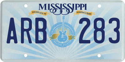 MS license plate ARB283