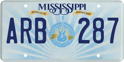 MS license plate ARB287