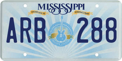 MS license plate ARB288