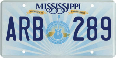 MS license plate ARB289