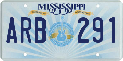 MS license plate ARB291