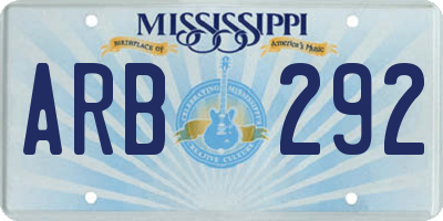 MS license plate ARB292