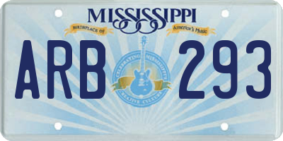 MS license plate ARB293